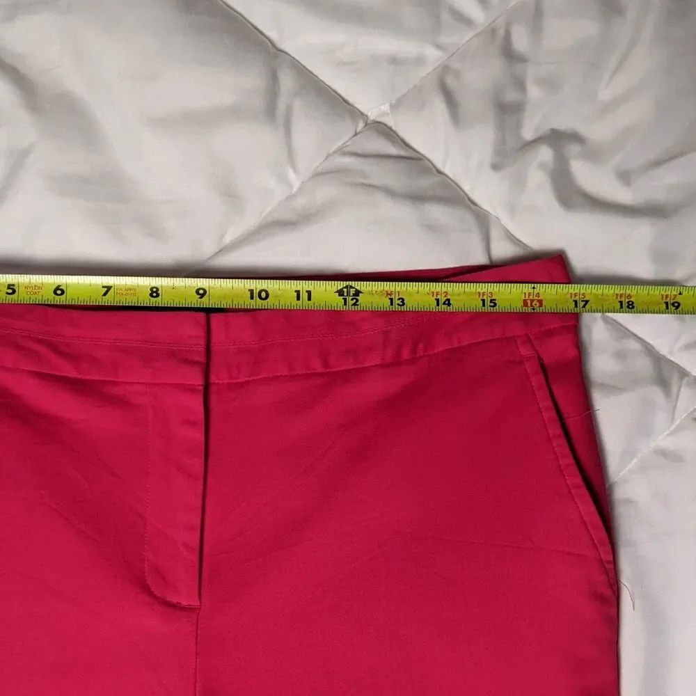 Vibrant Coral Red Straight Leg Ankle Trousers| Classic Career and Casual Chic - Picture 2 of 8